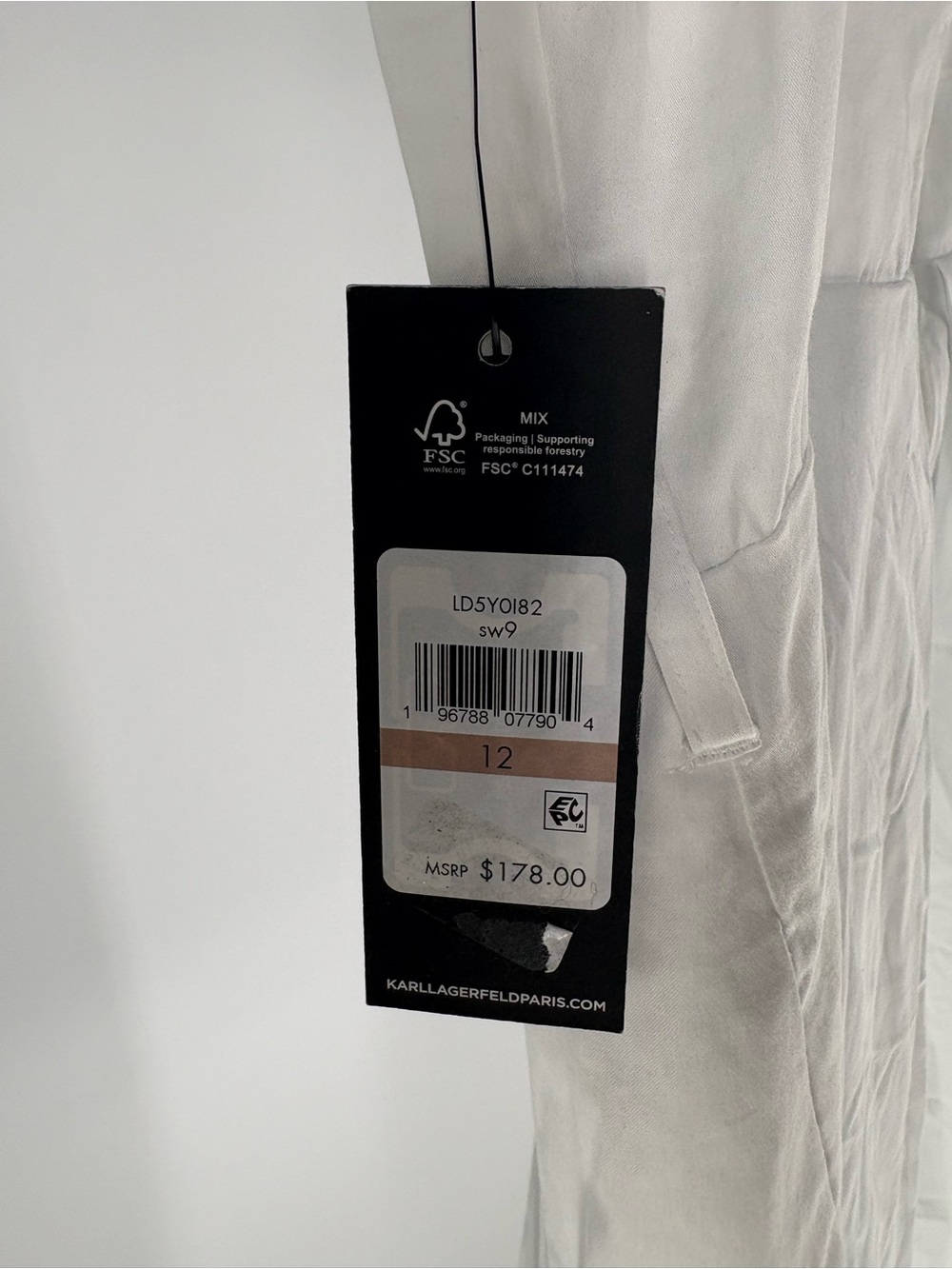 New Elegant Karl Lagerfeld Off-Shoulder Midi Dress in Light Gray size 12 - Picture 7 of 7